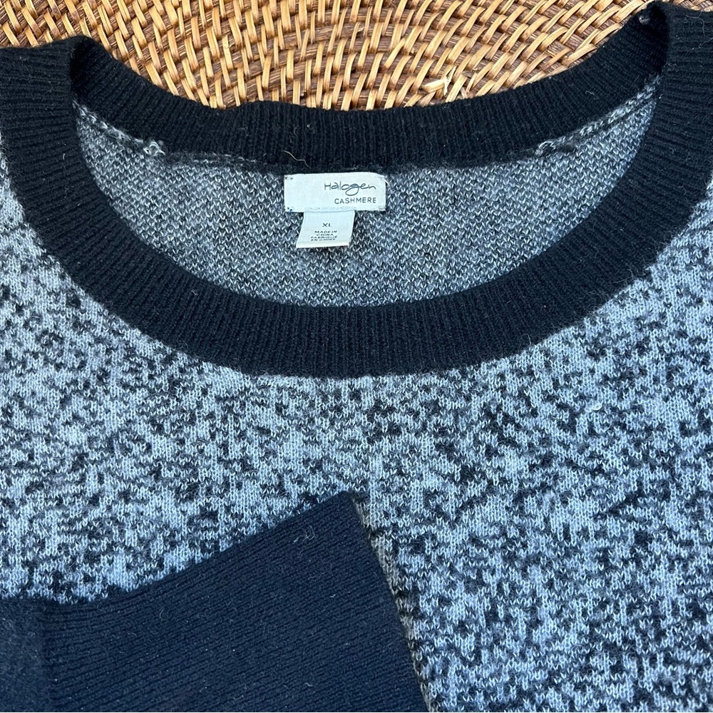 Halogen 100% Cashmere Marbled Ombré Sweater‎ Dark Gray Black Size X-Large